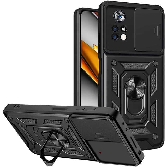 Alogy Etui na telefon Camshield Stand Ring z osłonką na aparat do Xiaomi Poco X4 Pro 5G