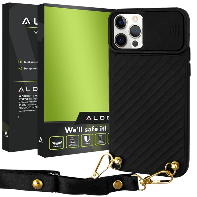 Alogy Etui na telefon CrossBody z paskiem do iPhone 12/ 12 Pro 6.1 Czarne