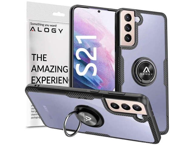 Alogy Etui na telefon Ring Holder Clear Armor do Samsung Galaxy S21 czarne