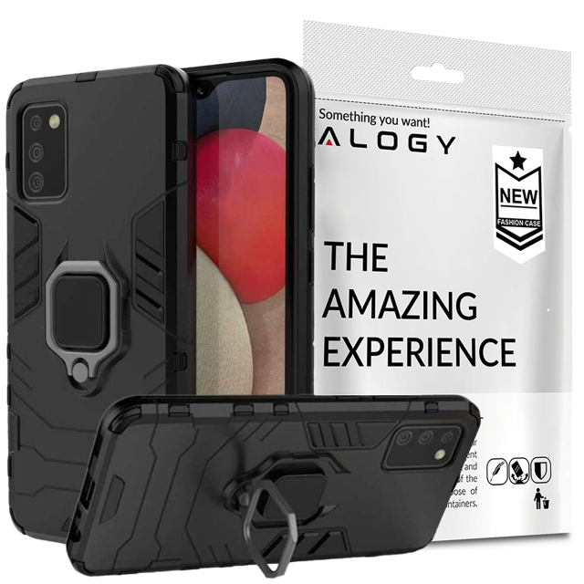 Alogy Etui na telefon Stand Ring Armor do Galaxy A02s/ A03s 164mm czarne