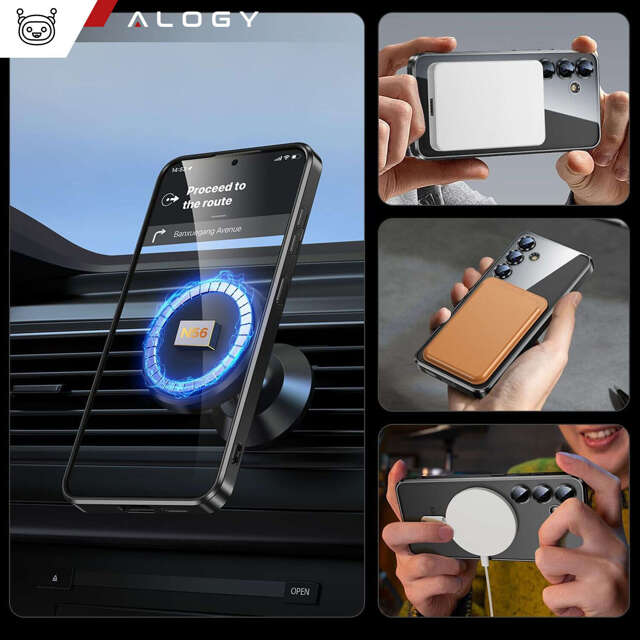 Alogy Etui na telefon do Samsung Galaxy S24 Mag Safe Case Glamour Case Ring obudowa Czarne przezroczyste