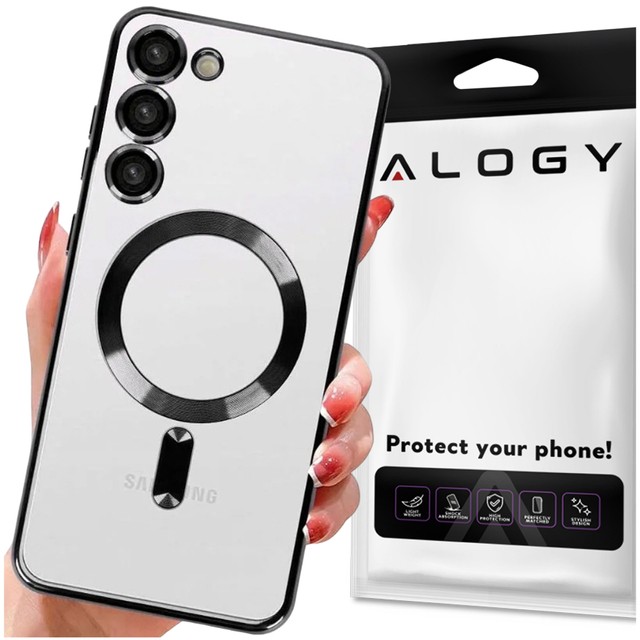 Alogy Etui na telefon do Samsung Galaxy S24 Mag Safe Case Glamour Case Ring obudowa Czarne przezroczyste