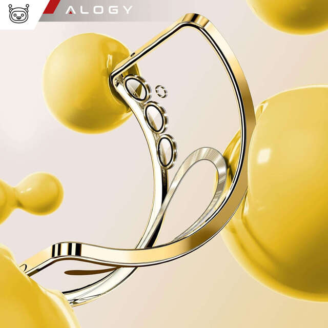 Alogy Etui na telefon do Samsung Galaxy S24+ Plus Mag Safe Case Glamour Case Ring obudowa Złote przezroczyste