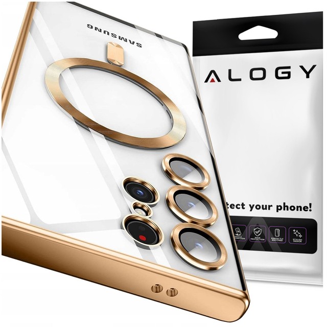 Alogy Etui na telefon do Samsung Galaxy S24 Ultra Mag Safe Case Glamour Case Ring obudowa Czarne przezroczyste