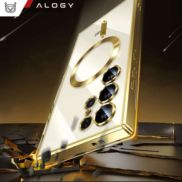 Alogy Etui na telefon do Samsung Galaxy S24 Ultra Mag Safe Case Glamour Case Ring obudowa Czarne przezroczyste