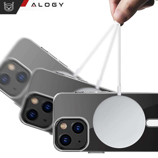 Alogy Etui na telefon do iPhone 15 Hybrid Case do MagSafe magnetyczne Przezroczyste