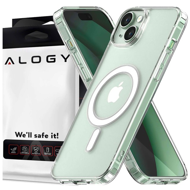 Alogy Etui na telefon do iPhone 15 Hybrid Case do MagSafe magnetyczne Przezroczyste