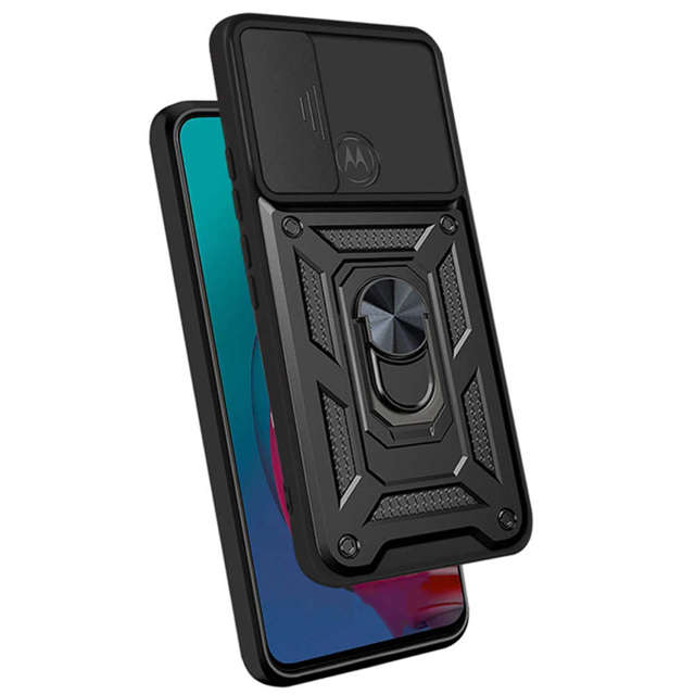 Alogy Etui na telefon obudowa z osłoną aparatu Camshield Stand Ring do Motorola Moto G10/ G20/ G30 czarne