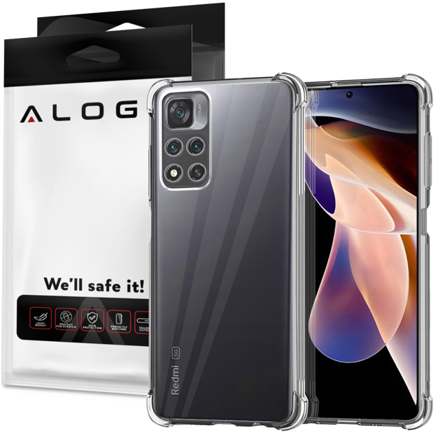 Alogy Etui na telefon pancerne ShockProof do Xiaomi Redmi Note 11 Przezroczyste