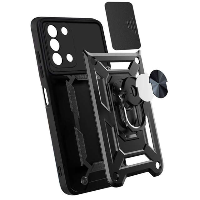 Alogy Etui na telefon z osłoną aparatu Camshield Stand Ring do Samsung Galaxy A03s 166mm czarne