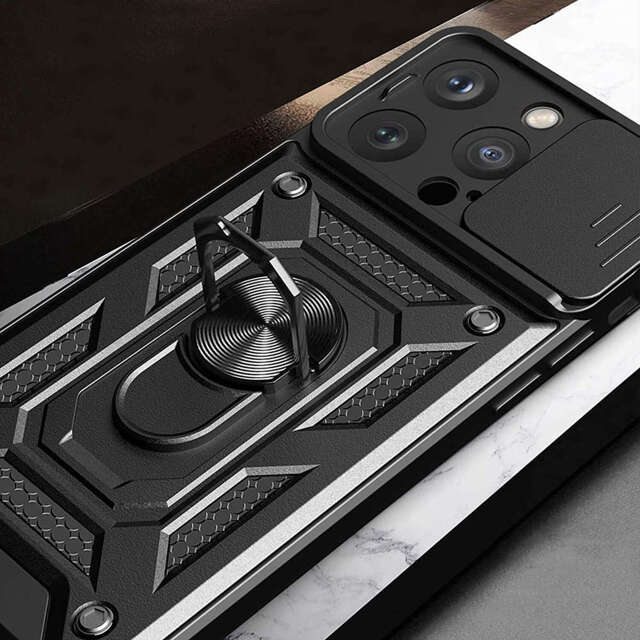 Alogy Etui ochronne Camshield Stand Ring z osłonką na aparat do iPhone 15 Pro