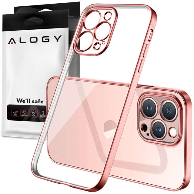 Alogy Etui ochronne TPU Luxury Case z osłonką na aparat do Apple iPhone 12 Pro różowo-przezroczyste