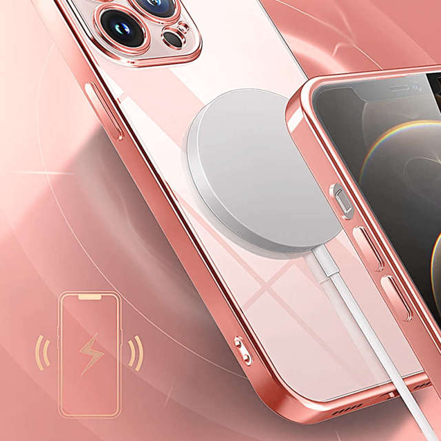 Alogy Etui ochronne TPU Luxury Case z osłonką na aparat do Apple iPhone 12 Pro różowo-przezroczyste