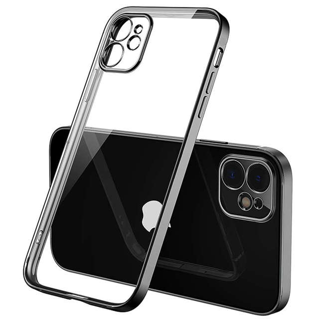 Alogy Etui ochronne TPU Luxury Case z osłonką na aparat do Apple iPhone 12 czarno-przezroczyste