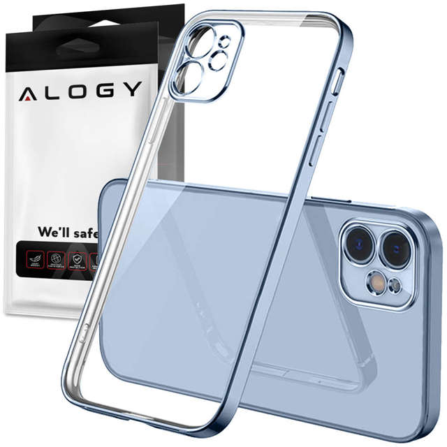 Alogy Etui ochronne TPU Luxury Case z osłonką na aparat do Apple iPhone 12 niebiesko-przezroczyste