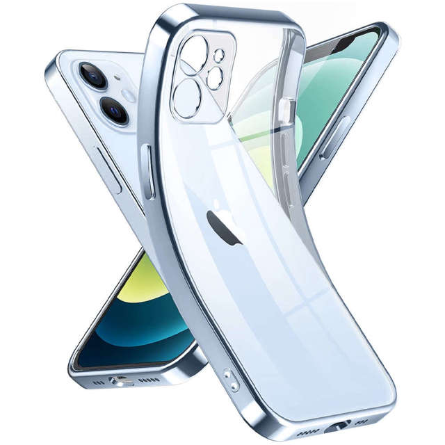 Alogy Etui ochronne TPU Luxury Case z osłonką na aparat do Apple iPhone 12 niebiesko-przezroczyste