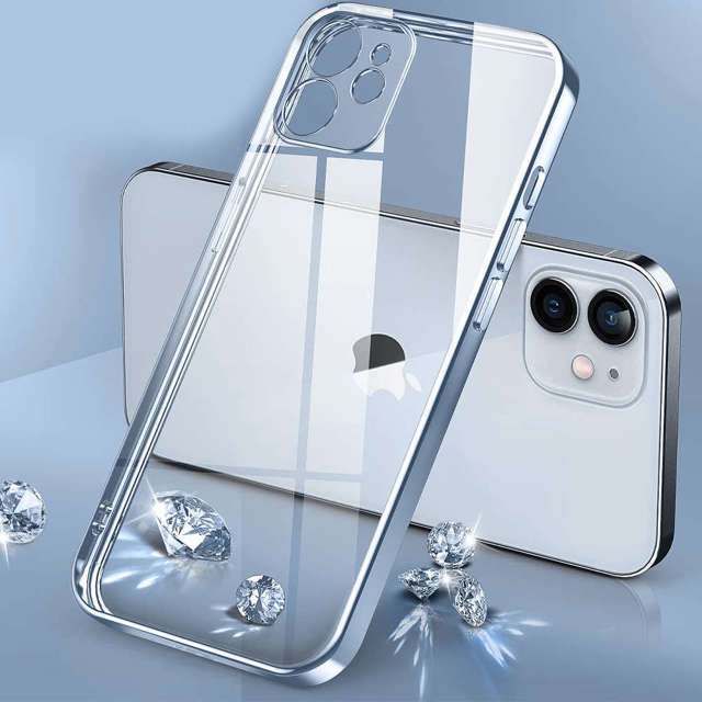 Alogy Etui ochronne TPU Luxury Case z osłonką na aparat do Apple iPhone 12 niebiesko-przezroczyste