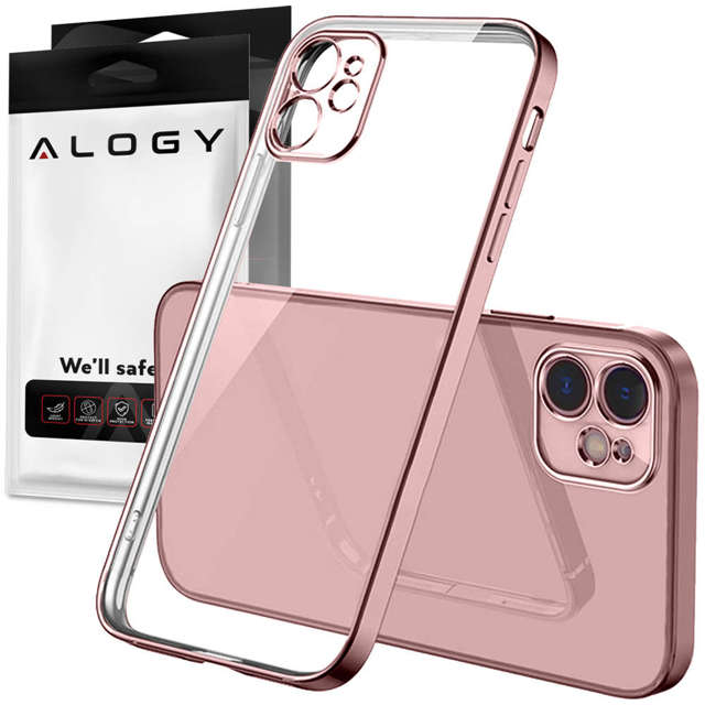 Alogy Etui ochronne TPU Luxury Case z osłonką na aparat do Apple iPhone 12 różowo-przezroczyste