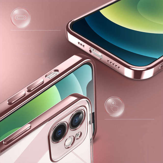 Alogy Etui ochronne TPU Luxury Case z osłonką na aparat do Apple iPhone 12 różowo-przezroczyste