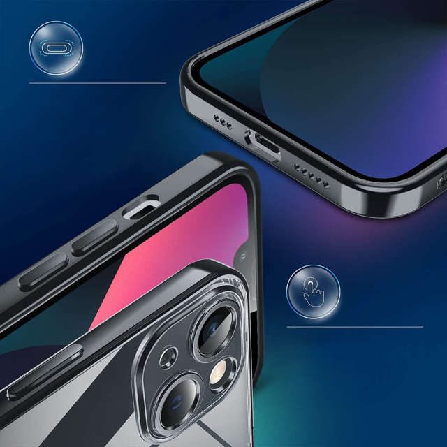 Alogy Etui ochronne TPU Luxury Case z osłonką na aparat do Apple iPhone 13 czarno-przezroczyste