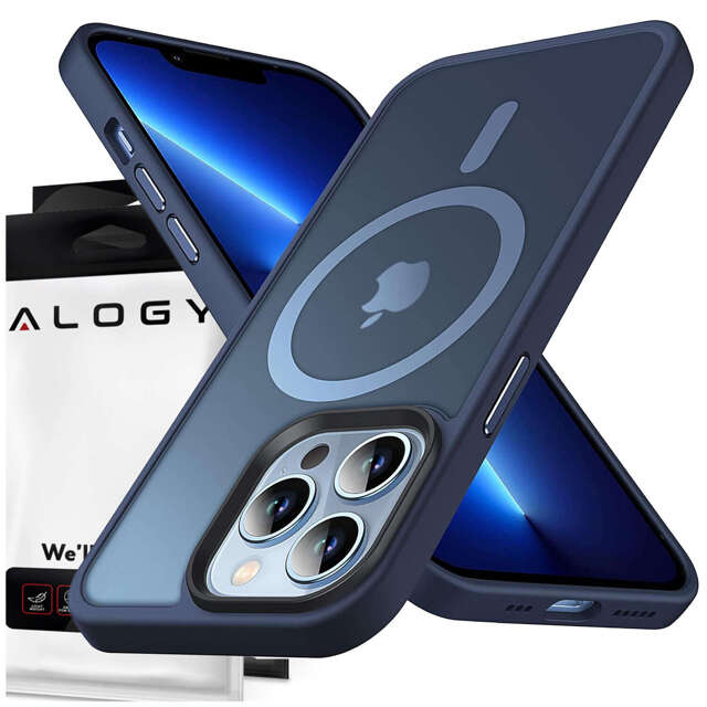 Alogy Etui ochronne do iPhone 13 Pro Max Ring Case obudowa na telefon do MagSafe Granatowe