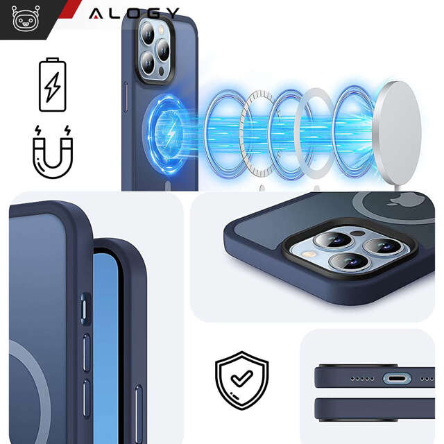 Alogy Etui ochronne do iPhone 13 Pro Ring Case obudowa na telefon do MagSafe Granatowe