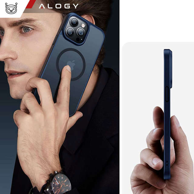 Alogy Etui ochronne do iPhone 14 Pro Max Ring Case obudowa na telefon do MagSafe Granatowe