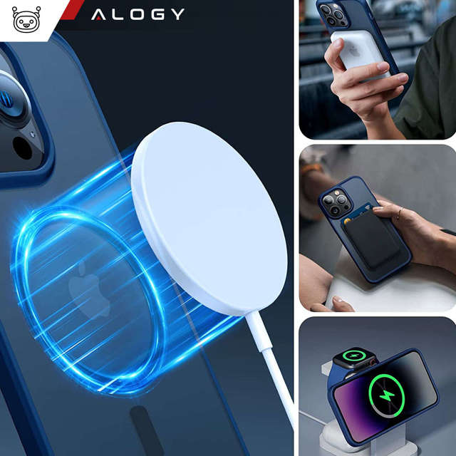 Alogy Etui ochronne do iPhone 14 Pro Ring Case obudowa na telefon do MagSafe Granatowe