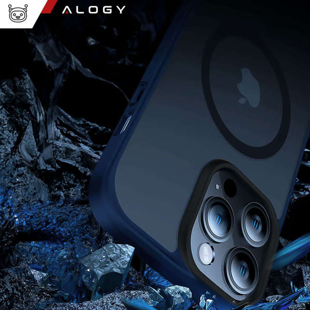 Alogy Etui ochronne do iPhone 14 Pro Ring Case obudowa na telefon do MagSafe Granatowe