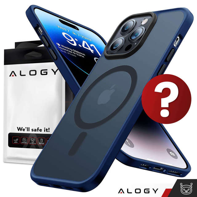 Alogy Etui ochronne do iPhone 14 Pro Ring Case obudowa na telefon do MagSafe Granatowe