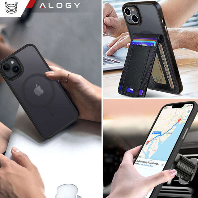 Alogy Etui ochronne do iPhone 14 Ring Case obudowa na telefon do Mag Safe Czarne matowe plecki