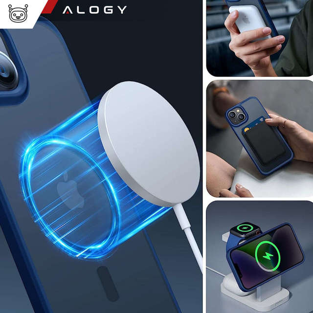 Alogy Etui ochronne do iPhone 14 Ring Case obudowa na telefon do MagSafe Granatowe