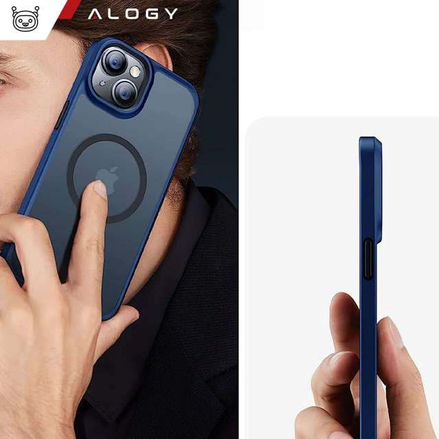 Alogy Etui ochronne do iPhone 14 Ring Case obudowa na telefon do MagSafe Granatowe