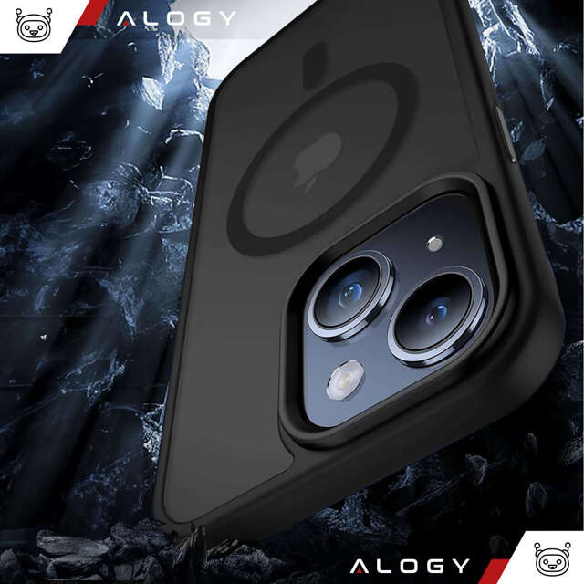 Alogy Etui ochronne do iPhone 15 Plus Ring Case obudowa na telefon do MagSafe Czarne