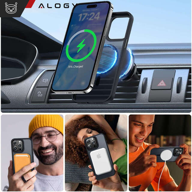 Alogy Etui ochronne do iPhone 15 Pro Max Ring Case obudowa na telefon do MagSafe Czarne