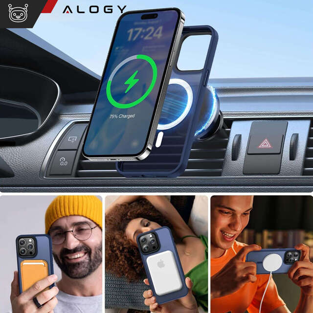 Alogy Etui ochronne do iPhone 15 Pro Max Ring Case obudowa na telefon do MagSafe Granatowe