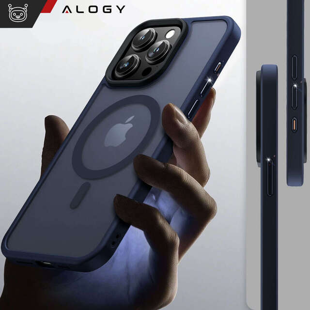 Alogy Etui ochronne do iPhone 15 Pro Max Ring Case obudowa na telefon do MagSafe Granatowe