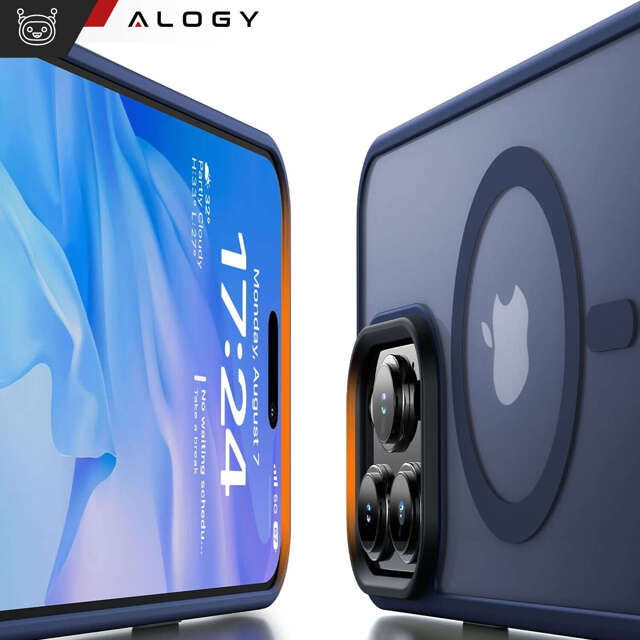 Alogy Etui ochronne do iPhone 15 Pro Max Ring Case obudowa na telefon do MagSafe Granatowe