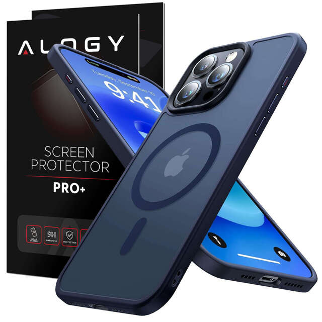 Alogy Etui ochronne do iPhone 15 Pro Ring Case obudowa na telefon do MagSafe Granatowe