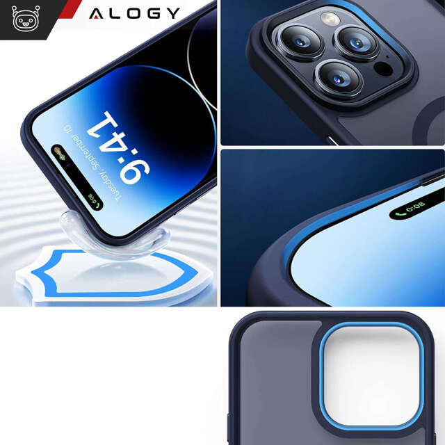 Alogy Etui ochronne do iPhone 15 Pro Ring Case obudowa na telefon do MagSafe Granatowe