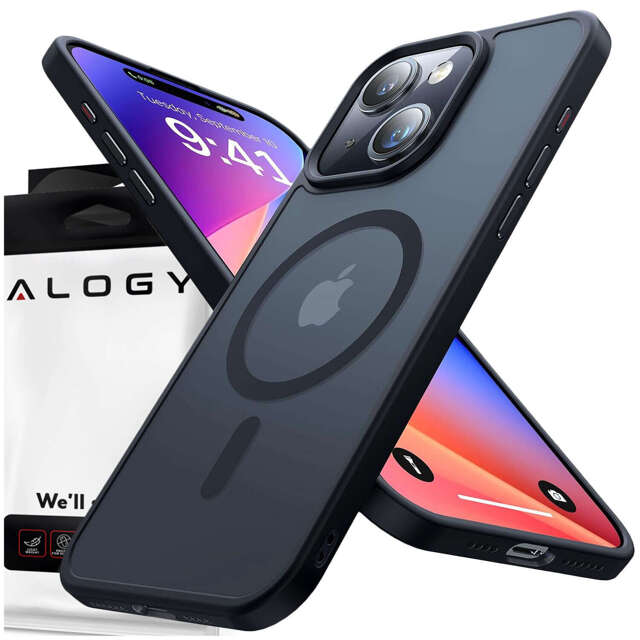 Alogy Etui ochronne do iPhone 15 Ring Case obudowa na telefon do MagSafe Czarne