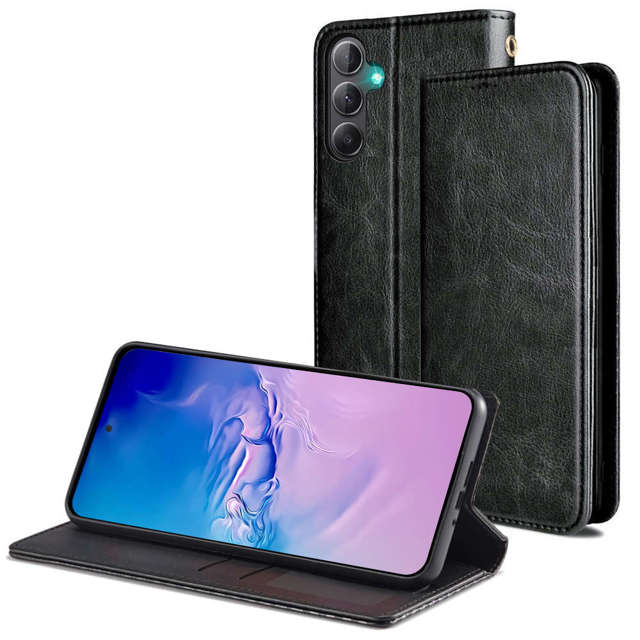 Alogy Etui ochronne z klapką skórzany portfel Wallet Case obudowa na telefon do Samsung Galaxy A34 Czarny