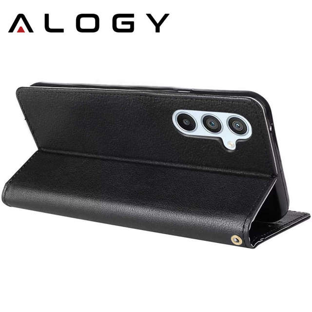 Alogy Etui ochronne z klapką skórzany portfel Wallet Case obudowa na telefon do Samsung Galaxy A34 Czarny