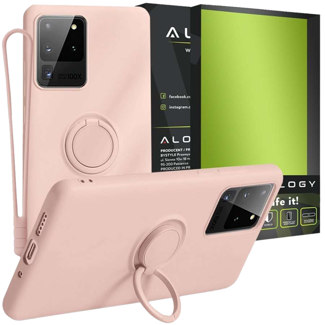 Alogy Etui silikonowe na telefon Ring Ultra Slim do Galaxy S20 Ultra Różowy