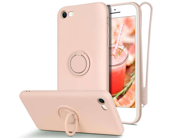 Alogy Etui silikonowe na telefon Ring Ultra Slim do iPhone SE 2020/ 8/ 7 Różowe