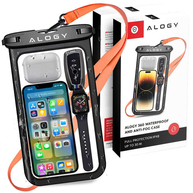 Alogy Etui wodoodporne Waterproof Case torba wodoszczelna uniwersalna IPX8 na telefon i akcesoria Czarne