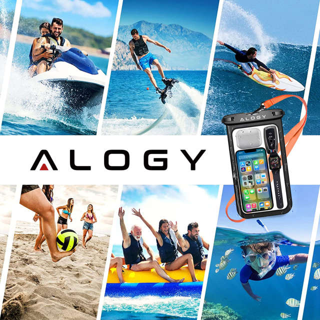 Alogy Etui wodoodporne Waterproof Case torba wodoszczelna uniwersalna IPX8 na telefon i akcesoria Czarne