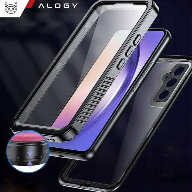 Alogy Etui wodoodporne do Samsung Galaxy A54 360 Pancerne Armor IP68 ze smyczką Czarne