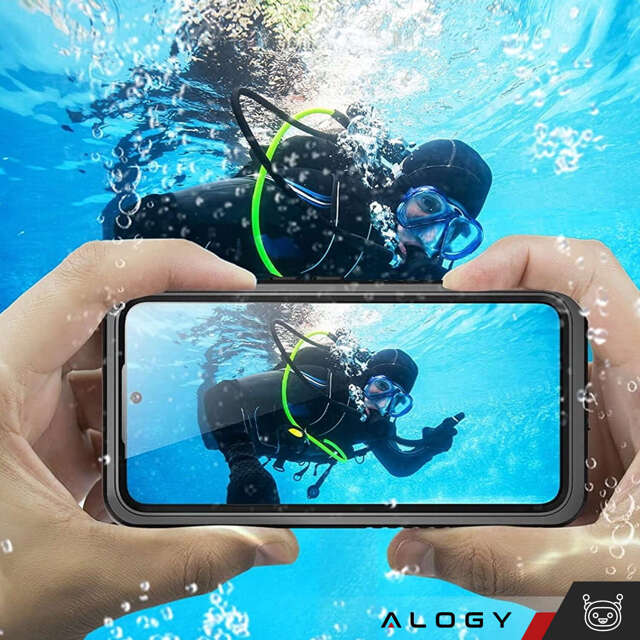 Alogy Etui wodoodporne do Samsung Galaxy S21 FE 360 Pancerne Armor IP68 ze smyczką Czarne