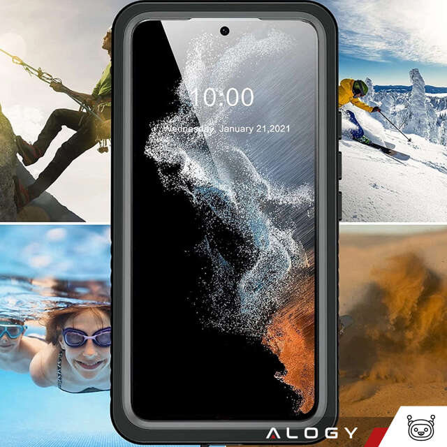 Alogy Etui wodoodporne do Samsung Galaxy S21 FE 360 Pancerne Armor IP68 ze smyczką Czarne